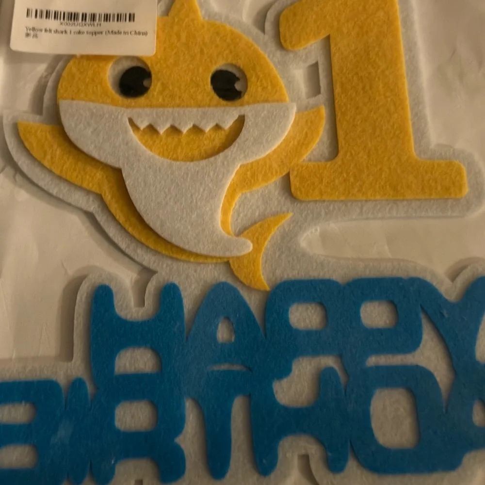 Baby Shark yellow and Blue Birthday Cake Topper